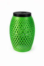 Green lattice-weave lantern cover, unlit studio product shot — Groovy Lanterns