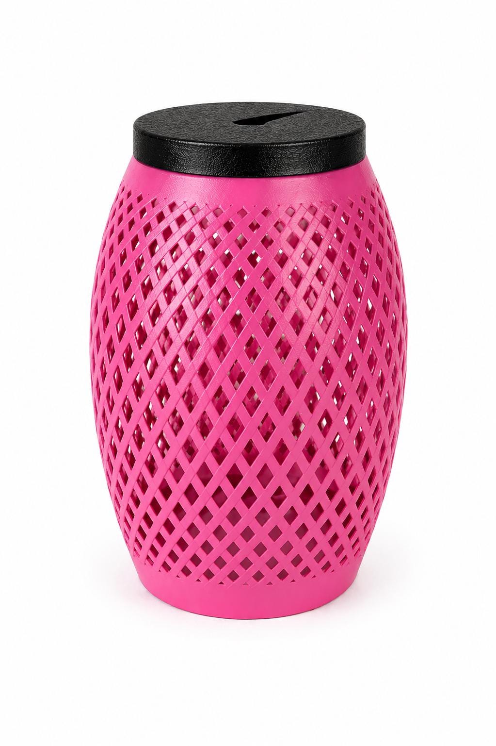 Pink lattice-weave lantern cover, unlit studio product shot — Groovy Lanterns
