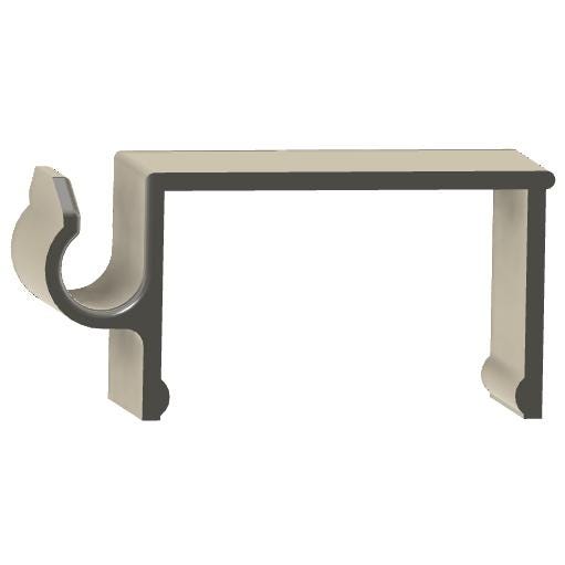 Side-profile diagram of the no-drill fence clip's curved cord channel
